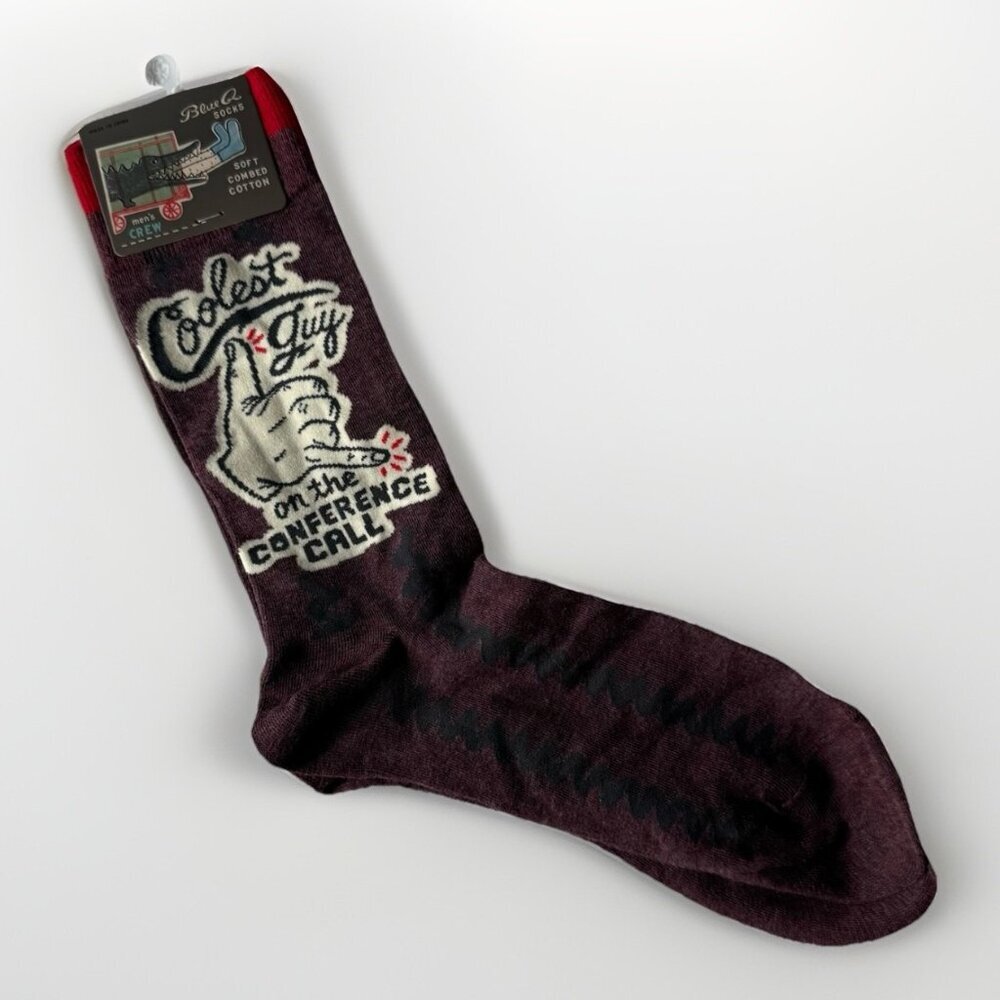 Blue Q Socks Men's Crew Socks " Coolest Guy On The Conference Call" Sz 7-12